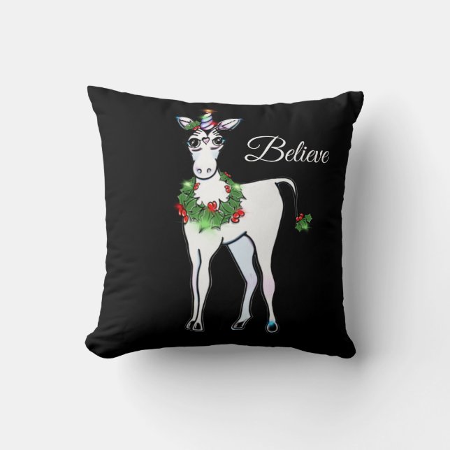 Christmas Unicorn, just believe Cushion (Front)