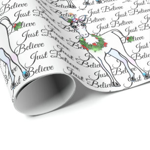 Christmas Unicorn, just believe Wrapping Paper