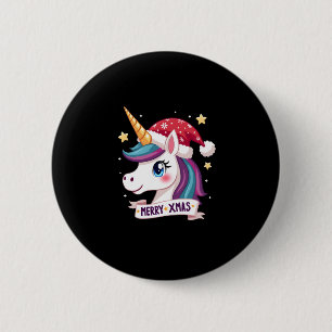 Christmas Unicorn Long Sleeve T-Shirt (1) 6 Cm Round Badge