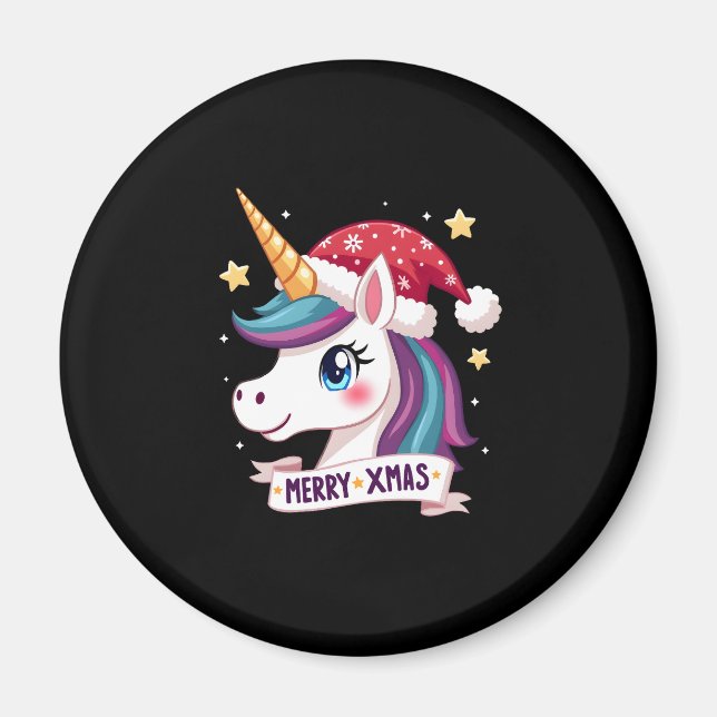 Christmas Unicorn Long Sleeve T-Shirt (1) Magnet (Front)