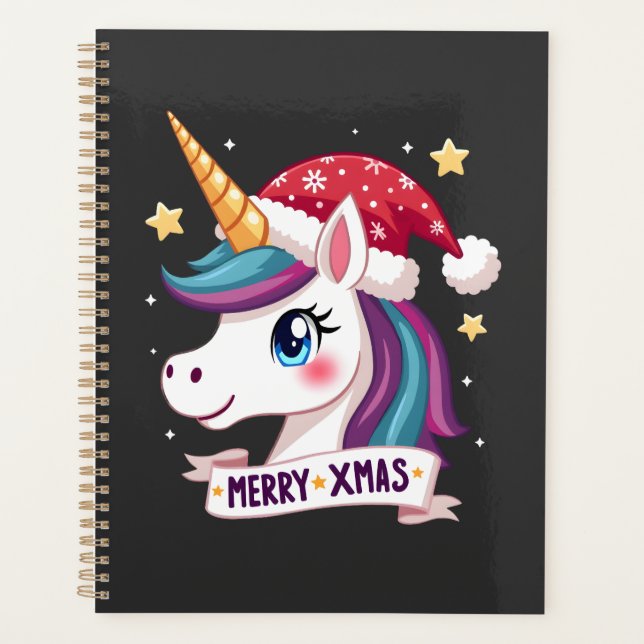 Christmas Unicorn Long Sleeve T-Shirt (1) Planner (Front)
