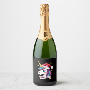 Christmas Unicorn Long Sleeve T-Shirt (1) Sparkling Wine Label