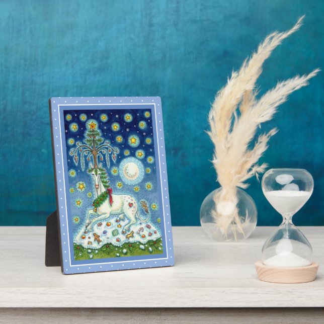 CHRISTMAS UNICORN, MAGIC HORN TREE, FANTASY HORSE PLAQUE (Side)