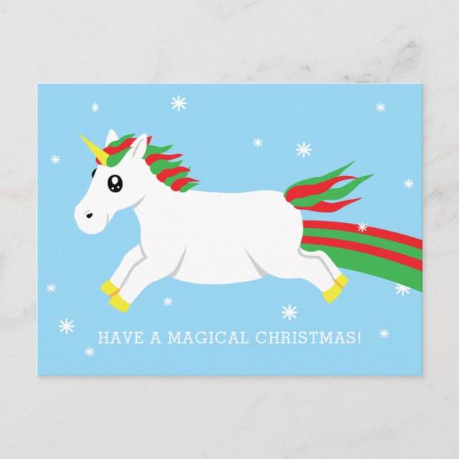 Christmas Unicorn Magical Holiday Postcard (Front)
