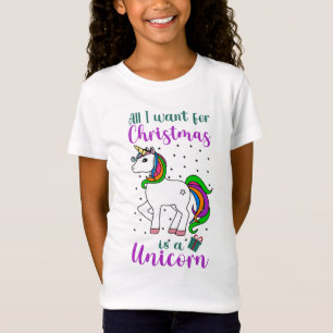 Christmas Unicorn Magical Rainbow Green Purple T-Shirt