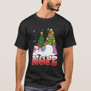 Christmas Unicorn Nope Tree Unicorn Xmas T-Shirt