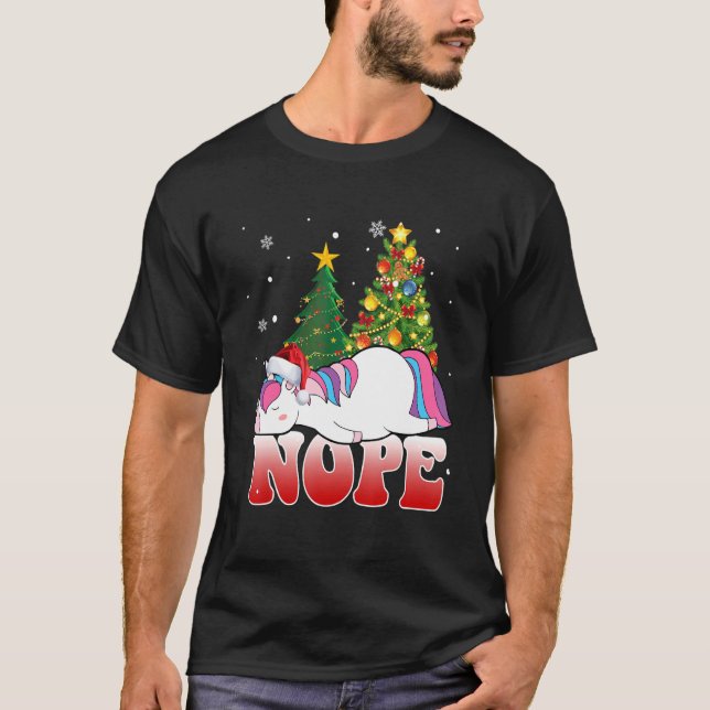 Christmas Unicorn Nope Tree  Unicorn   Xmas T-Shirt (Front)