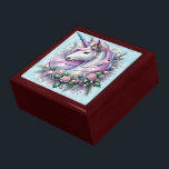 Christmas Unicorn On Blue Shiny Paper Gift Box<br><div class="desc">Store your treasures or give a treasure gift box to someone as a beautiful gift. 
 Choices of wood frames are now available.
Many designs for different occasions are available in my store.</div>
