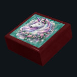 Christmas Unicorn On Green Shiny Paper Gift Box<br><div class="desc">Store your treasures or give a treasure gift box to someone as a beautiful gift. 
 Choices of wood frames are now available.
Many designs for different occasions are available in my store.</div>