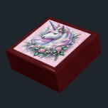 Christmas Unicorn On Pink Shiny Paper Gift Box<br><div class="desc">Store your treasures or give a treasure gift box to someone as a beautiful gift. 
 Choices of wood frames are now available.
Many designs for different occasions are available in my store.</div>