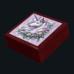 Christmas Unicorn On Purple Shiny Paper Gift Box<br><div class="desc">Store your treasures or give a treasure gift box to someone as a beautiful gift. 
 Choices of wood frames are now available.
Many designs for different occasions are available in my store.</div>