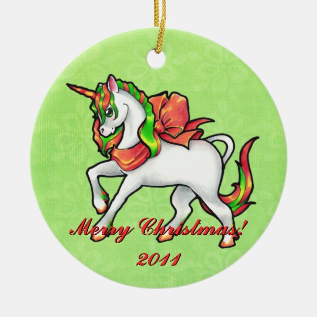 Christmas Unicorn  Ornament (Front)