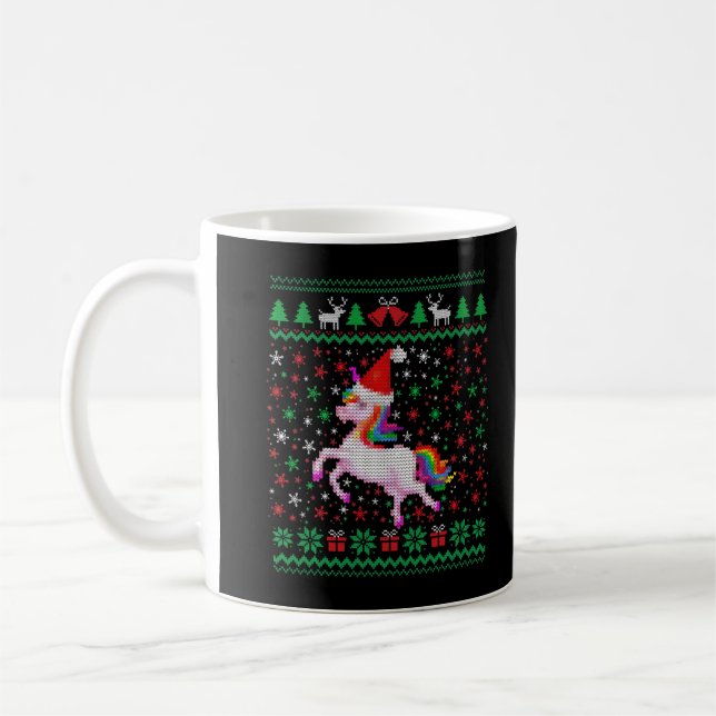 Christmas Unicorn Outfit Funny Christmas Pattern U Coffee Mug (Left)