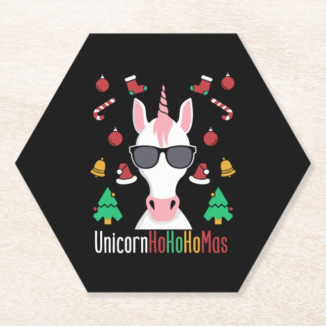 Christmas Unicorn                                  Paper Coaster (Front)