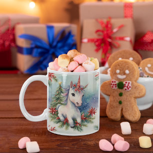 Christmas Unicorn Personalised Holiday Two-Tone Coffee Mug