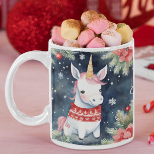 Christmas Unicorn Personalised Two-Tone Coffee Mug