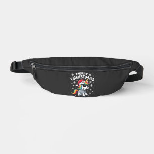 Christmas Unicorn Santa Hat T-Shirt (1) Bum Bags