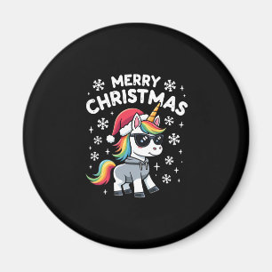 Christmas Unicorn Santa Hat T-Shirt (1) Magnet