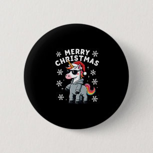 Christmas Unicorn Santa Hat T-Shirt (2) 6 Cm Round Badge
