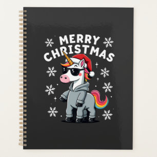 Christmas Unicorn Santa Hat T-Shirt (2) Planner