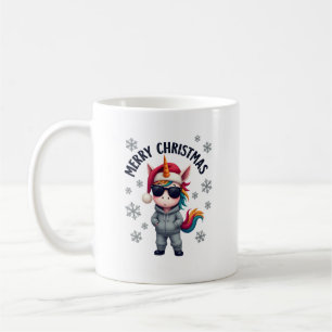 Christmas Unicorn Santa Hat T-Shirt (3) Coffee Mug