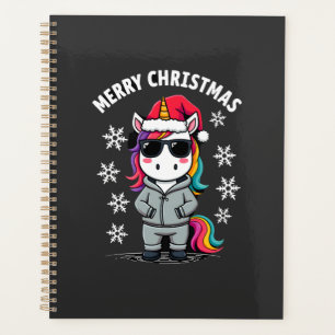 Christmas Unicorn Santa Hat T-Shirt (3) Planner