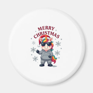 Christmas Unicorn Santa Hat T-Shirt Magnet