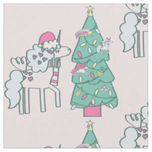 christmas unicorn santa whimsical winter holiday fabric