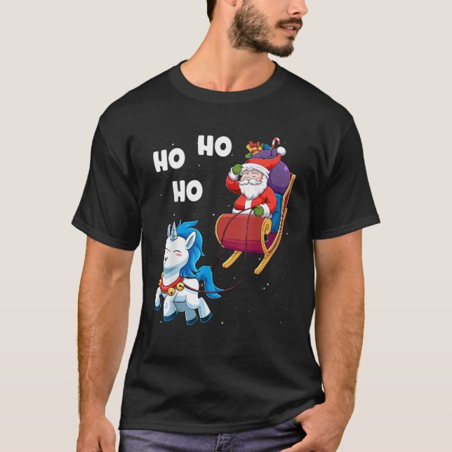 Christmas Unicorn Shirt Magical Xmas Santa Claus S (Front)