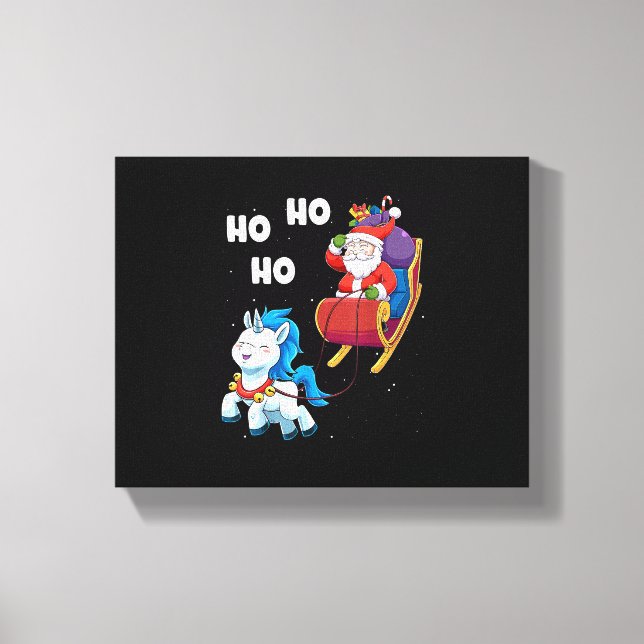 Christmas Unicorn Shirt Magical Xmas Santa Claus S Canvas Print (Front)