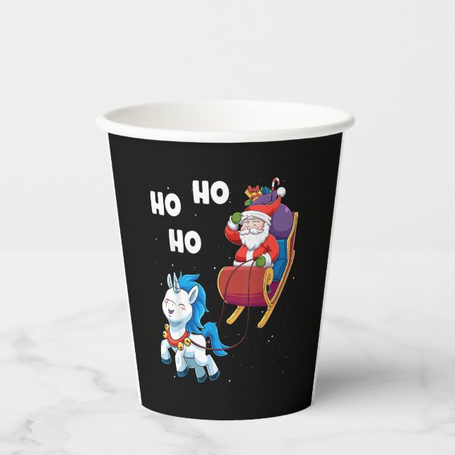 Christmas Unicorn Shirt Magical Xmas Santa Claus S Paper Cups (Front)