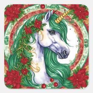 Christmas Unicorn Square Sticker