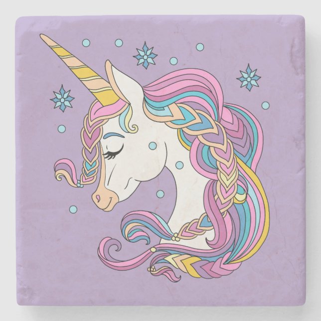 Christmas unicorn stone coaster (Front)
