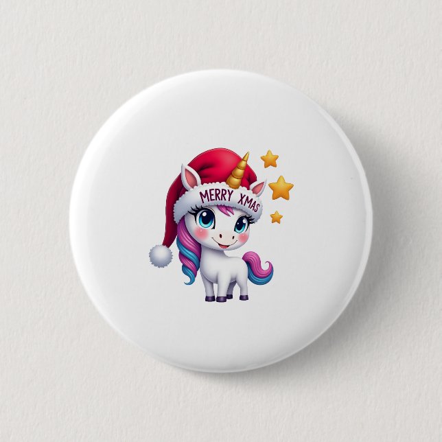 Christmas Unicorn T-Shirt (3) 6 Cm Round Badge (Front)
