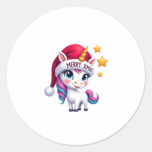 Christmas Unicorn T-Shirt (3) Classic Round Sticker