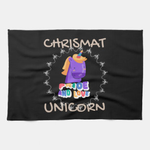 christmas unicorn tea towel