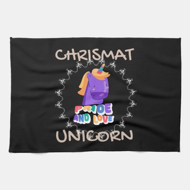christmas unicorn       tea towel (Horizontal)