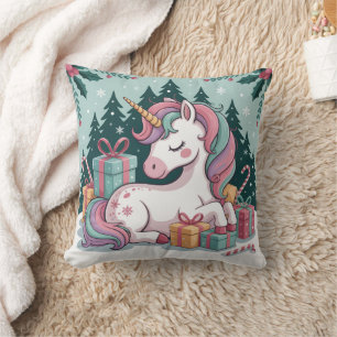 Christmas Unicorn Throw Pillow