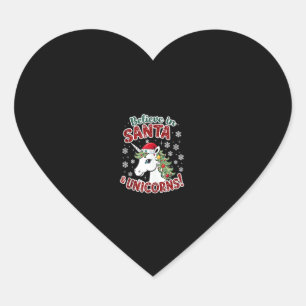 Christmas Unicorns Believe in Santa & Unicorns! Ho Heart Sticker
