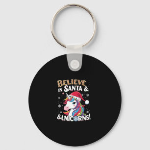 Christmas Unicorns Believe in Santa & Unicorns! Ho Key Ring