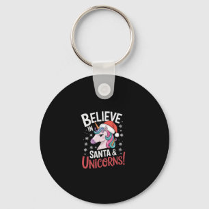 Christmas Unicorns Believe in Santa & Unicorns! Ho Key Ring