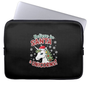 Christmas Unicorns Believe in Santa & Unicorns! Ho Laptop Sleeve