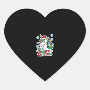 Christmas Unicorns Have a magical Christmas Party Heart Sticker