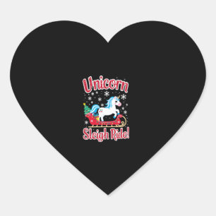 Christmas Unicorns Sleigh Ride Merry Christmas San Heart Sticker