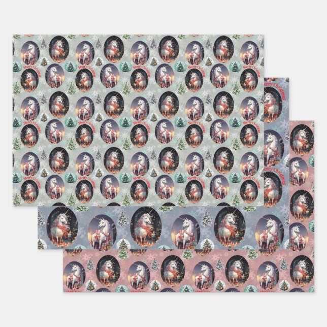 Christmas Unicorn's Wrapping Paper Sheet (Set)