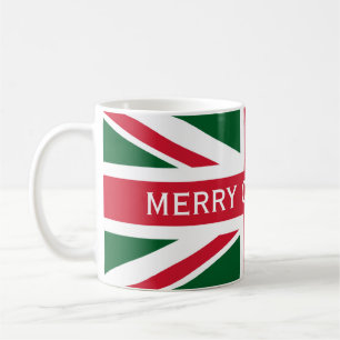 Christmas Union Jack ~ Red, Green and White Coffee Mug