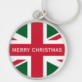 Christmas Union Jack ~  Red, Green and White Key Ring