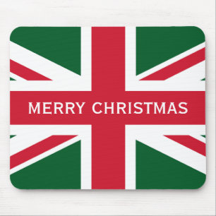 Christmas Union Jack ~  Red, Green and White Mouse Mat
