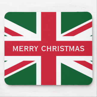 Christmas Union Jack ~  Red, Green and White Mouse Mat