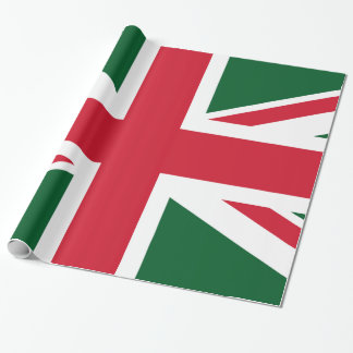 Christmas Union Jack ~  Red, Green and White Wrapping Paper